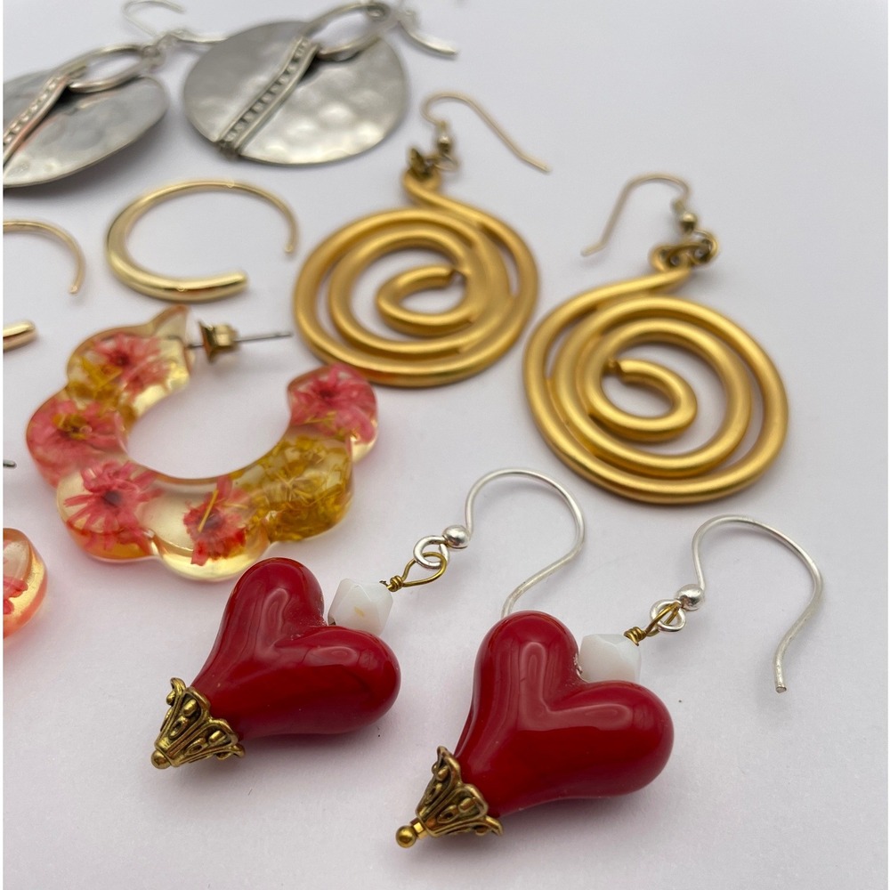 Earring Bundle Gold Silver Beaded Hoop Dangle - Picture 3 of 10